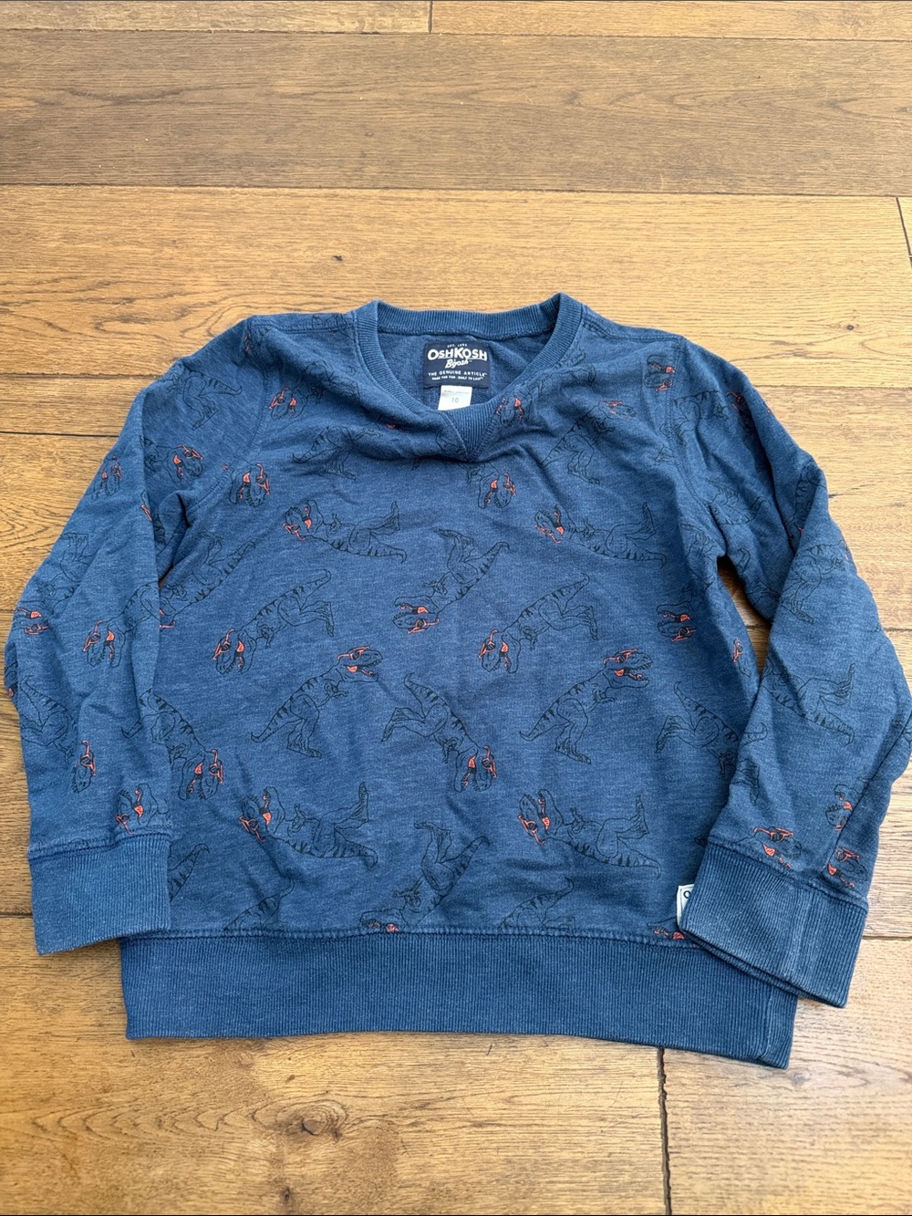 OshKosh B'gosh Navy Blue Dinosaur Print Sweatshirt size 10